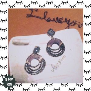 💥 Silver beaded drop circle earrings